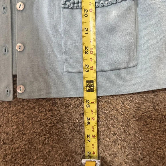 Neiman Marcus Exclusive Ruffle Sweater Cardigan Womens L Luxury Vintage‎ Grandma - Picture 6 of 8